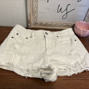 Aeropostale White Distressed Women Shorts